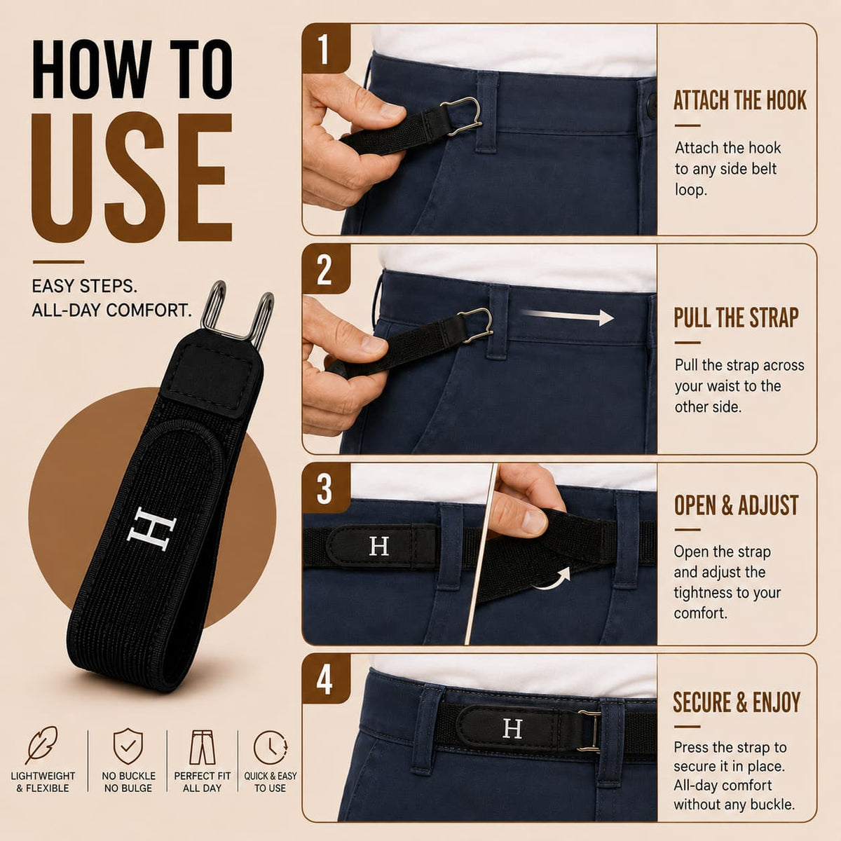 Buckle-Free Elastic Belt Stretchable, Adjustable & Comfortable - BUY 1 GET 1 FREE