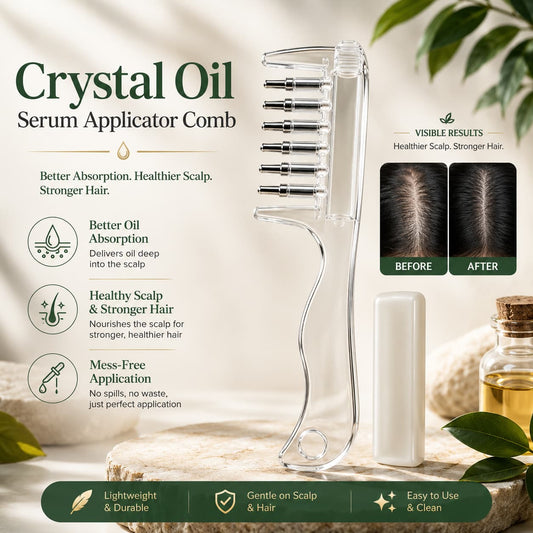 2 in 1 Crystal Oil & Serum Applicator Comb – Mess-Free Scalp Oil Application & Distributor